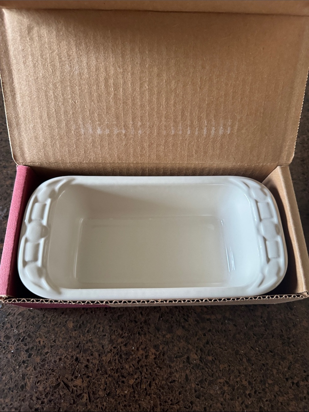 White Ceramic Rectangular Baking Dish small loaf dish ivory